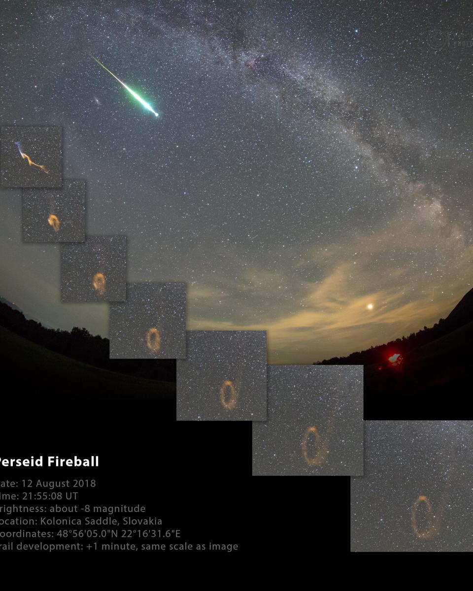 Perseid Fireball and Persistent Train