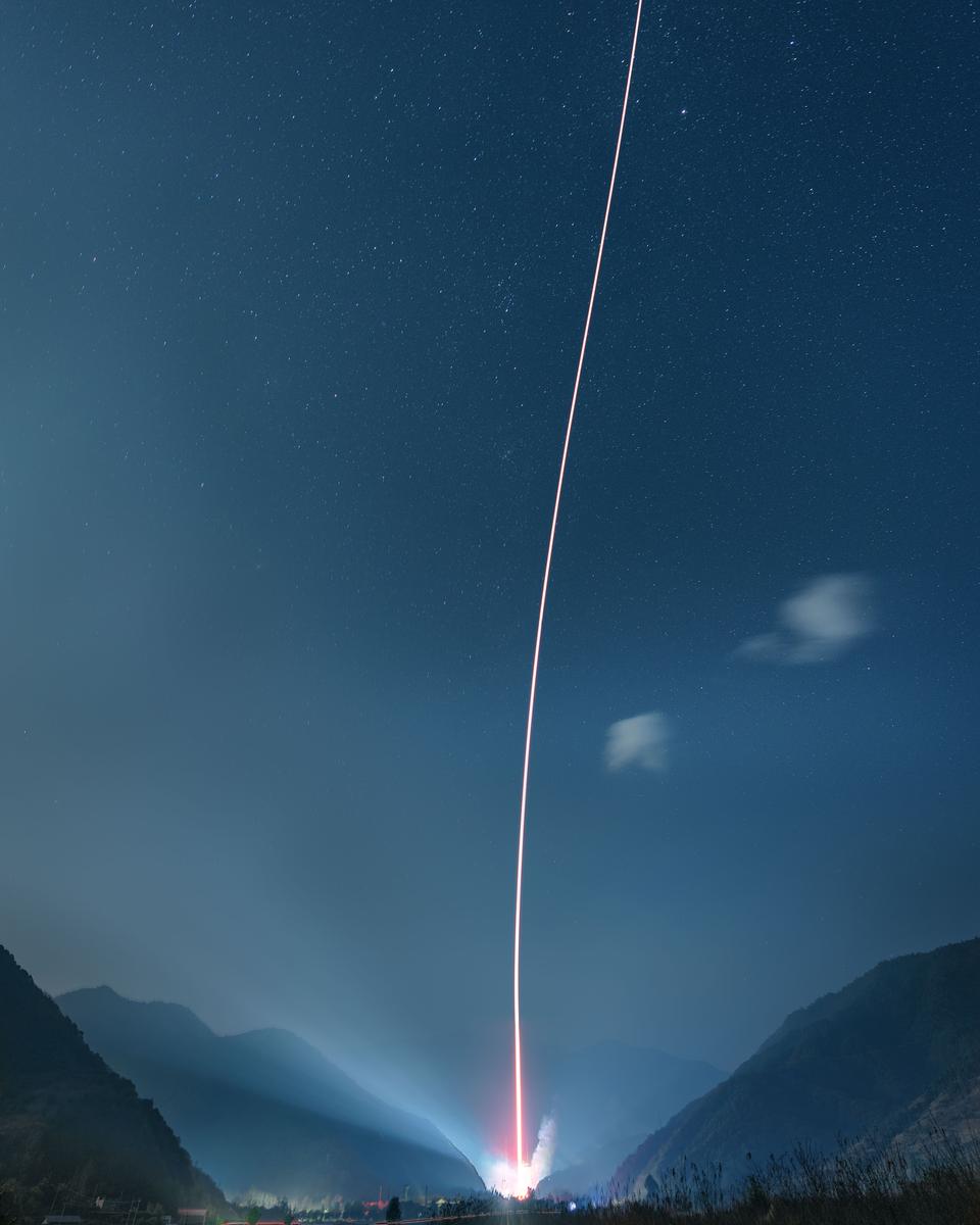 Rocket Launch between Mountains