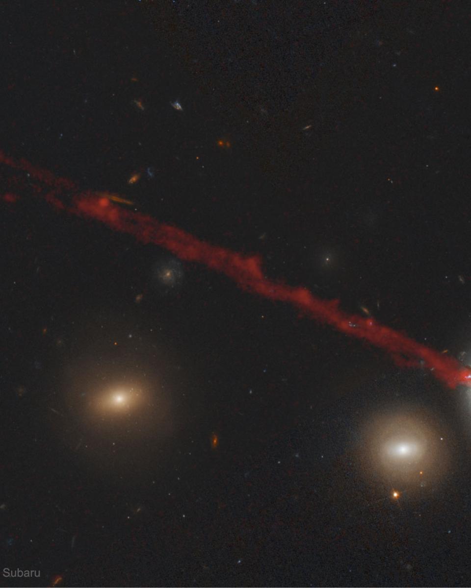 The Long Gas Tail of Spiral Galaxy D100