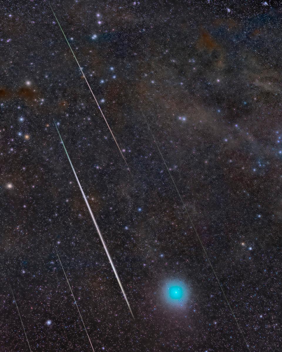 Stars, Meteors, and a Comet in Taurus