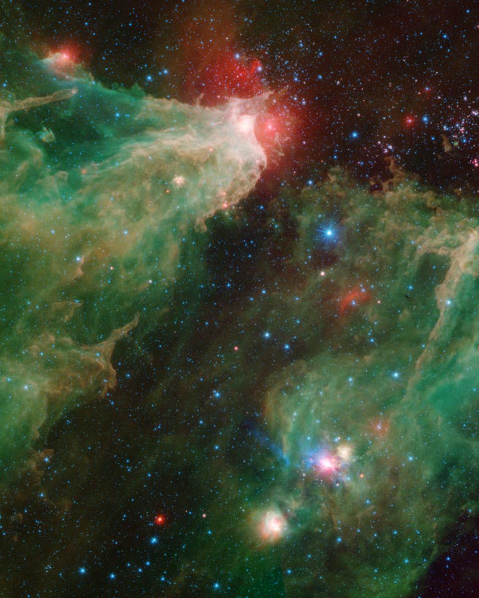 The Cave Nebula in Infrared from Spitzer