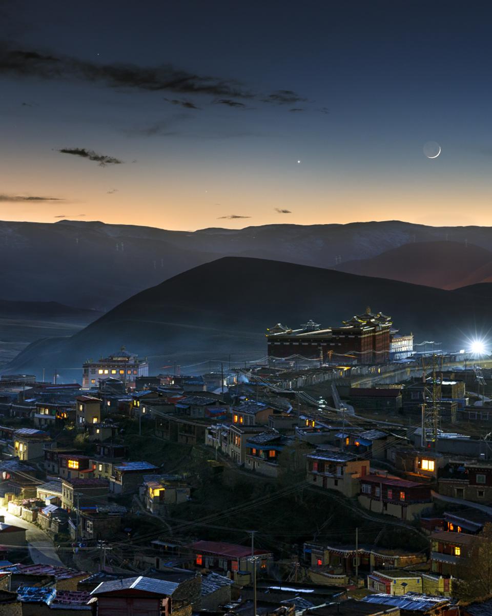 Moon and Planets at Twilight