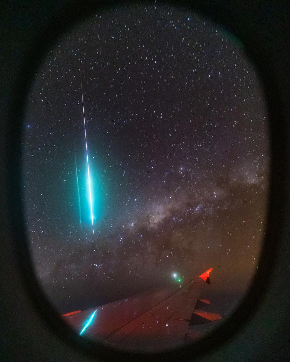 Mid-Air Meteor and Milky Way