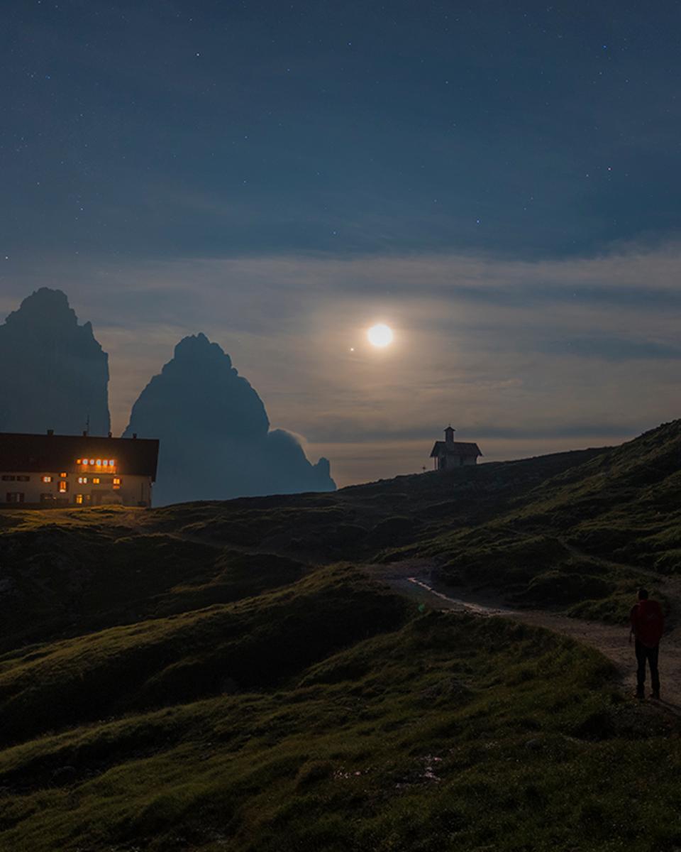 The Moon and Jupiter over the Alps