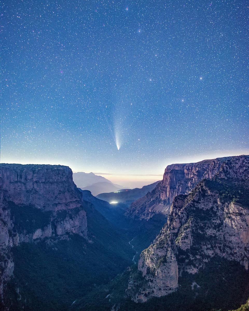 Comet NEOWISE over Vikos Gorge