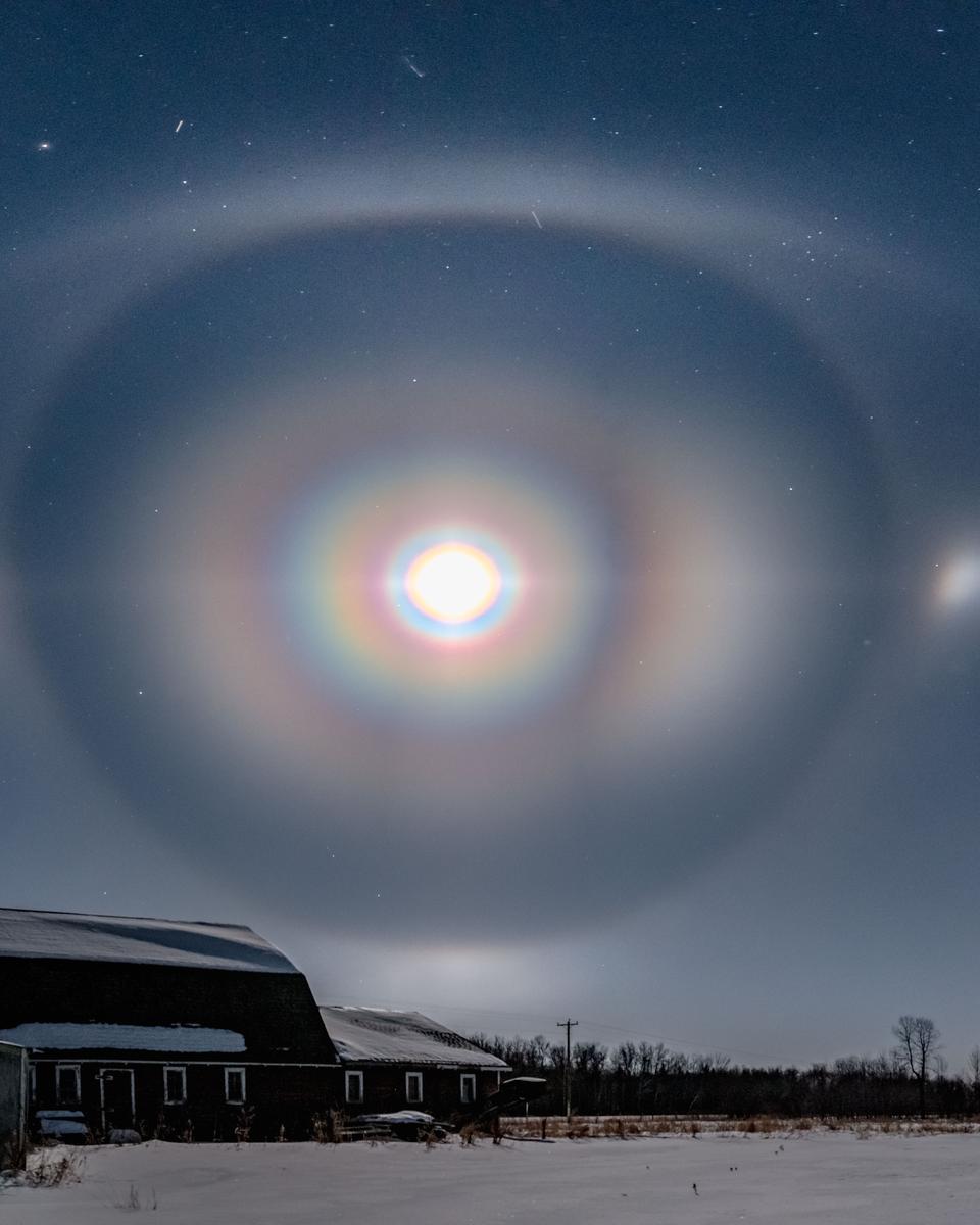 Moon Corona, Halo, and Arcs over Manitoba