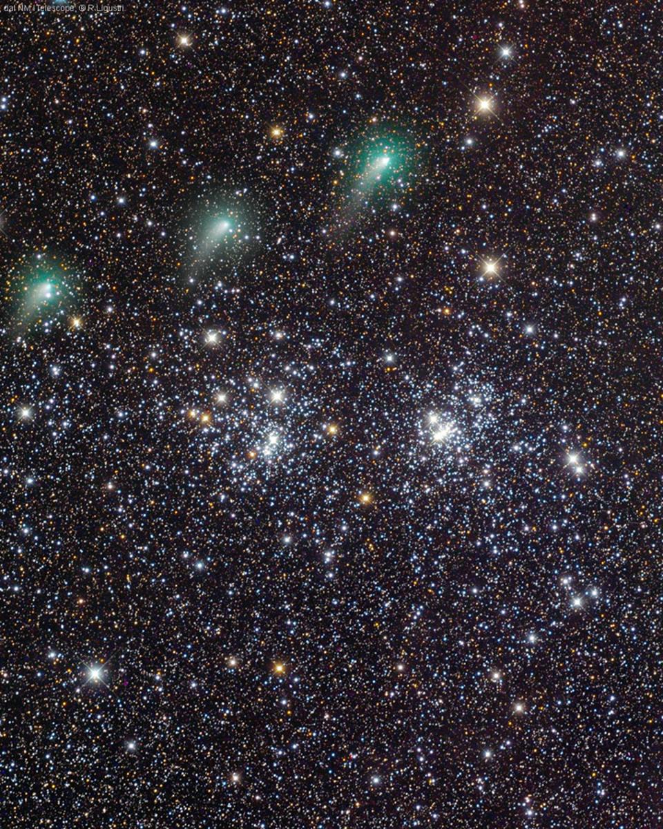 Two Clusters and a Comet