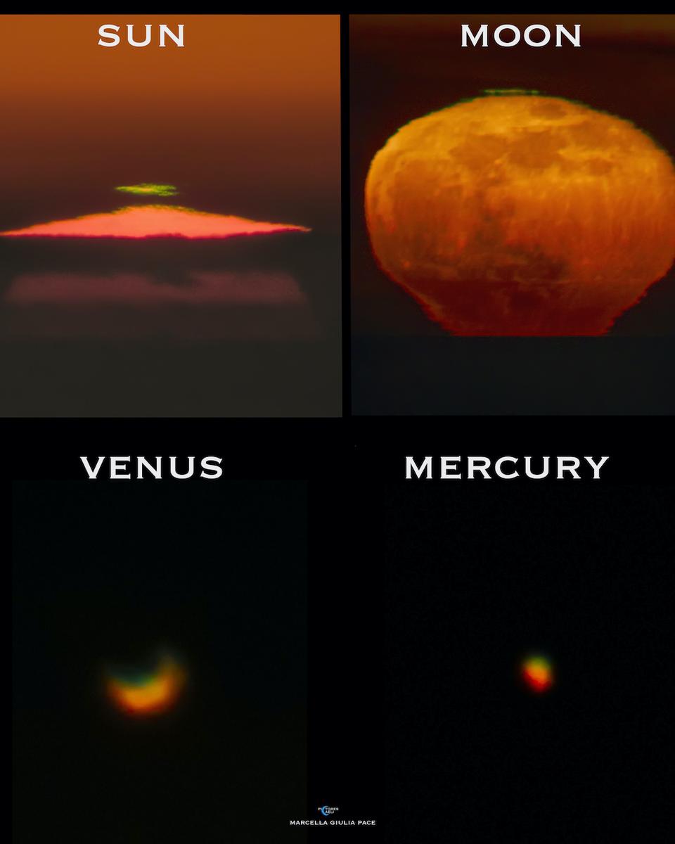 Green Flashes: Sun, Moon, Venus, Mercury