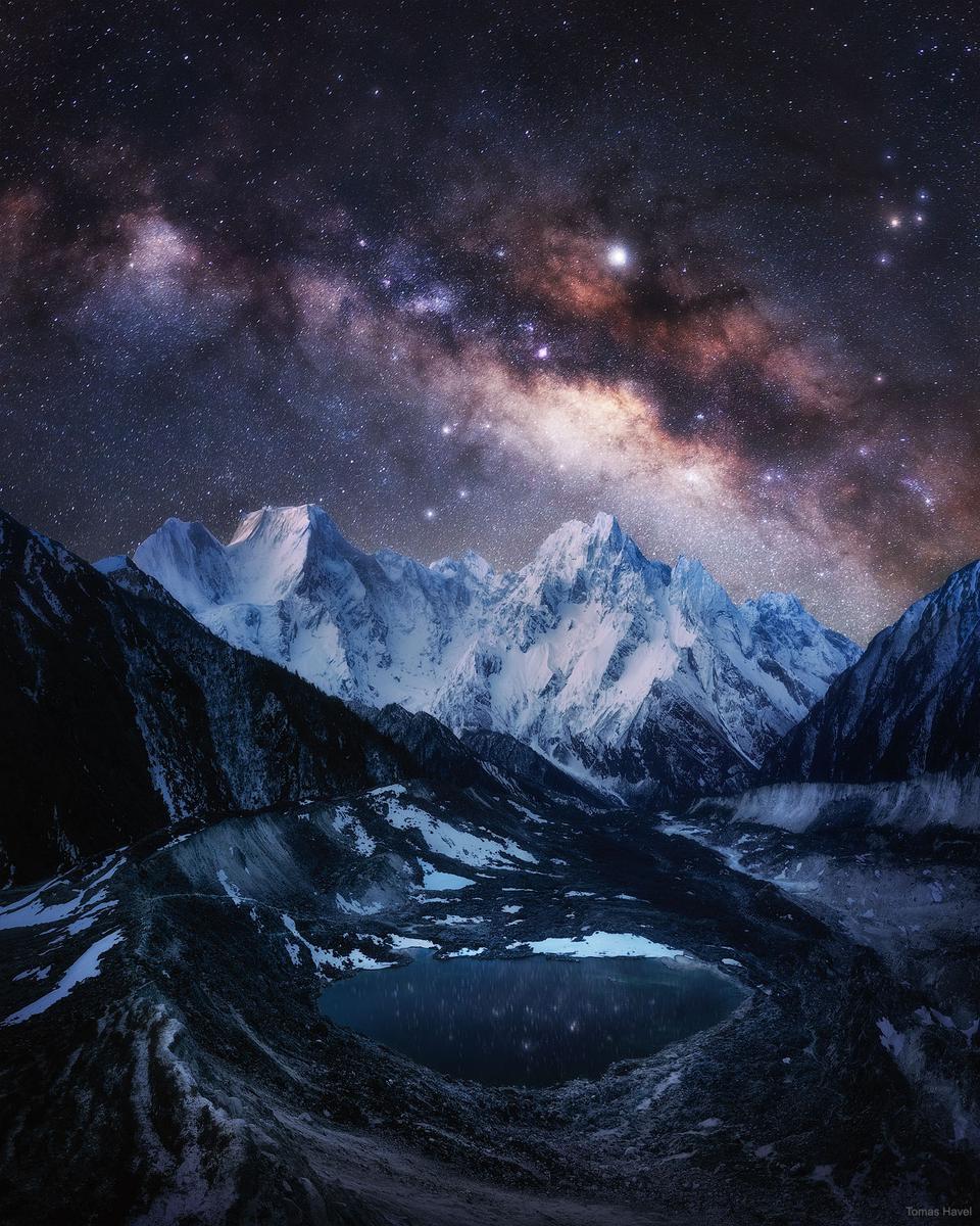 The Milky Way over Snow-Capped Himalayas