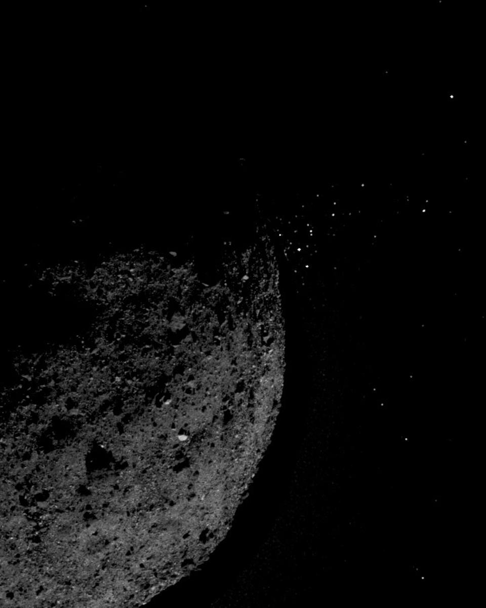 Gravel Ejected from Asteroid Bennu