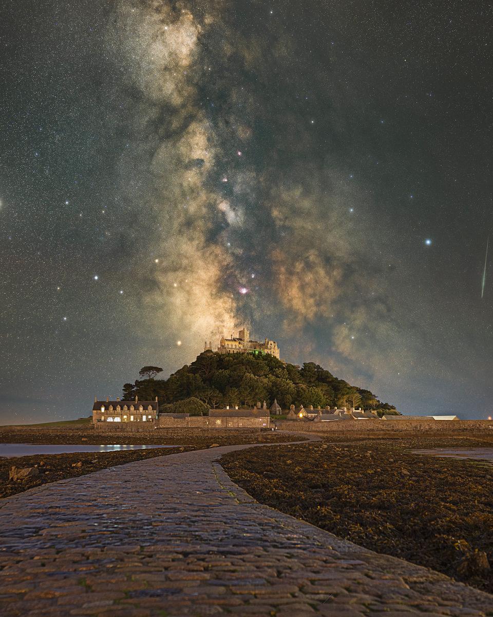 The Milky Way over St Michael's Mount