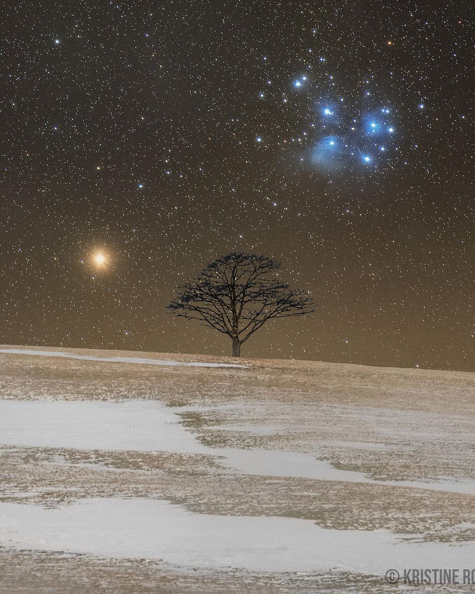Mars and the Pleiades Beyond Vinegar Hill