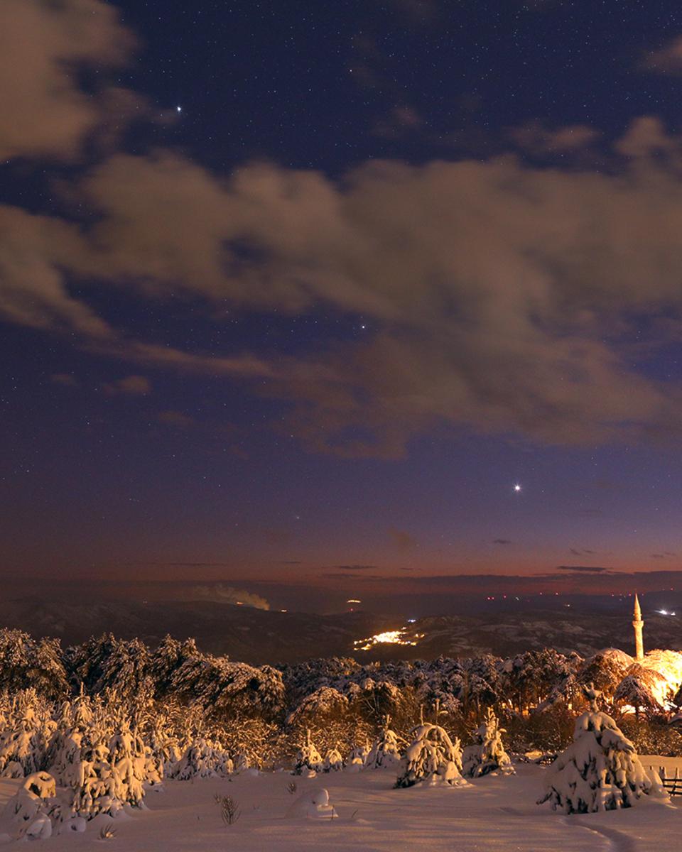 Three Planets and a Comet
