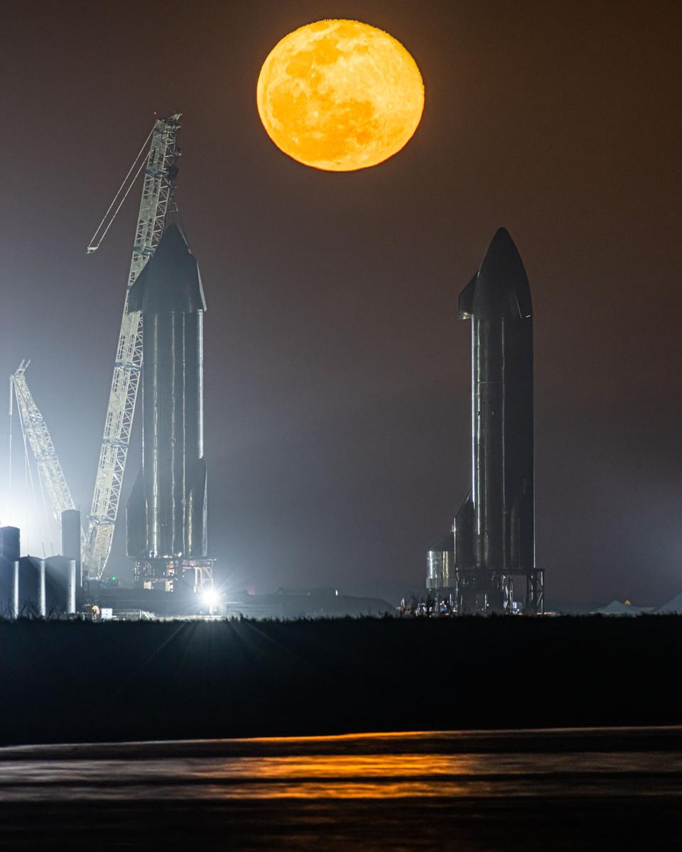 Moon Rising Between Starships