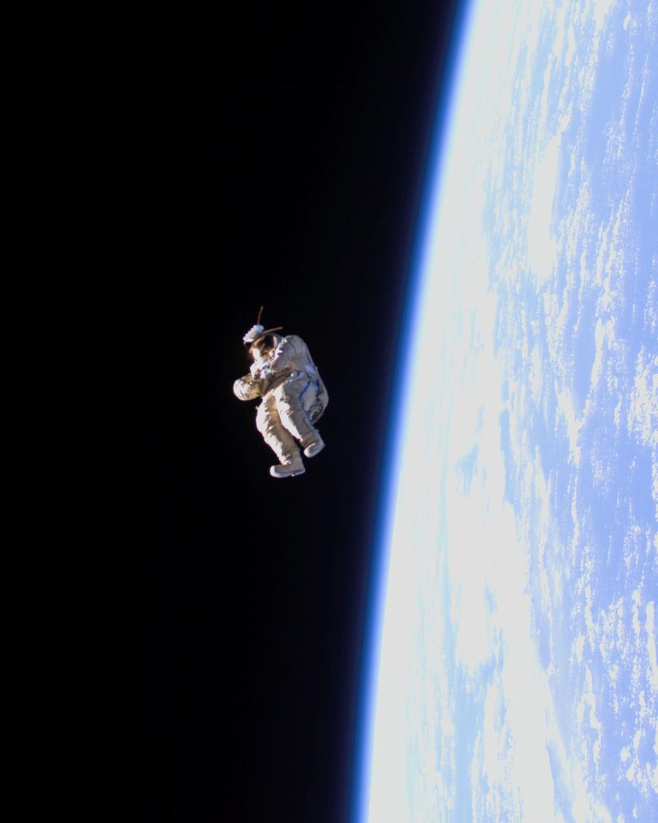 SuitSat-1: A Spacesuit Floats Free