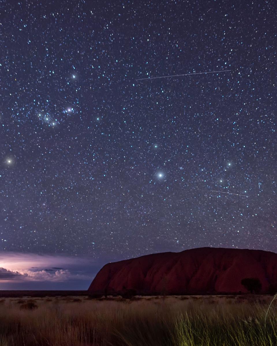 Lightning and Orion Beyond Uluru