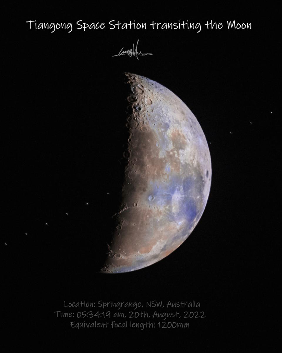 Tiangong Space Station Transits the Moon