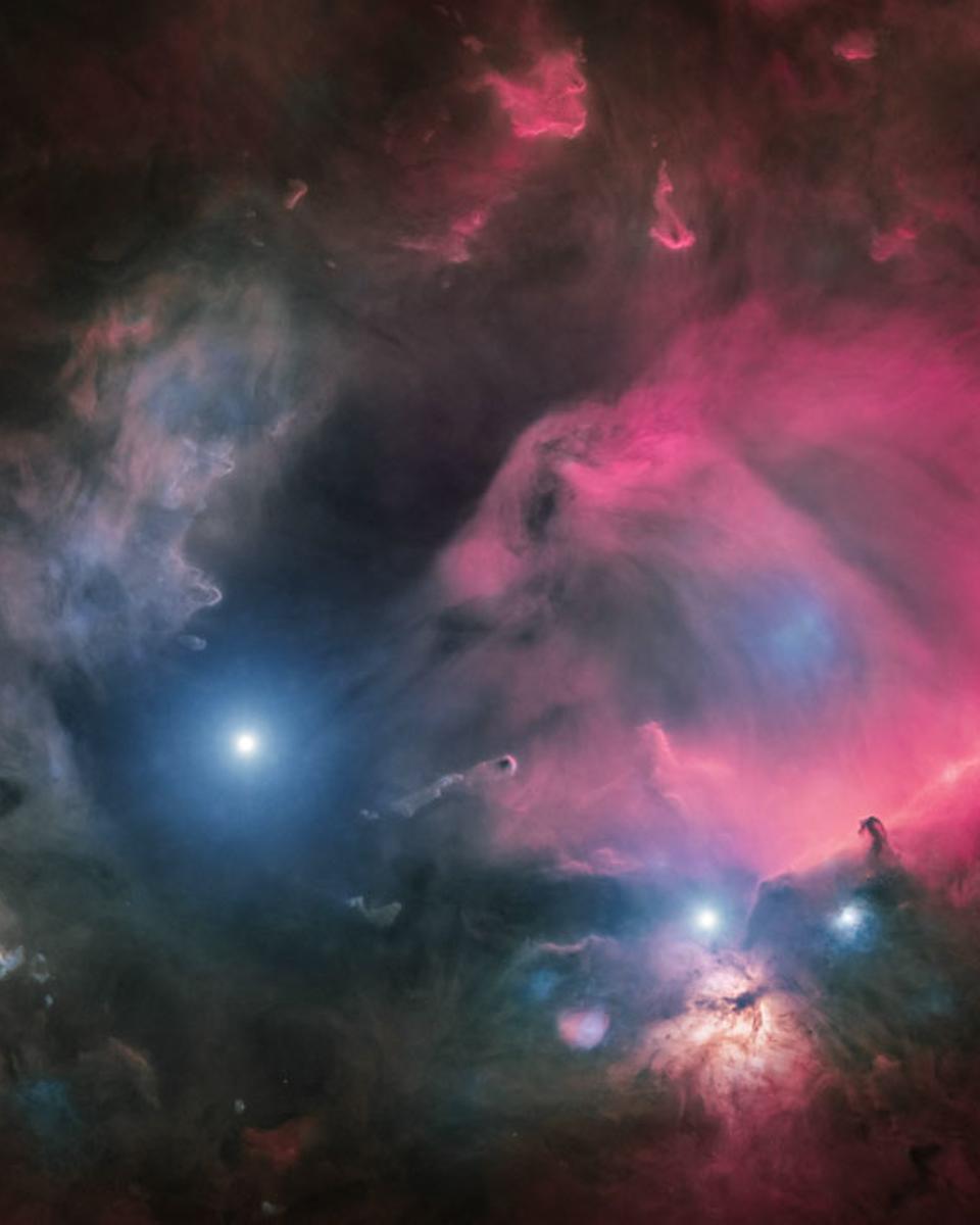 Orion's Belt Region in Gas and Dust