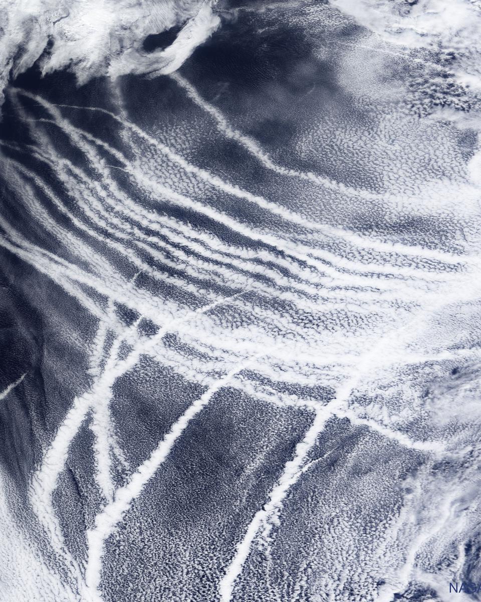 Ship Tracks over the Pacific Ocean