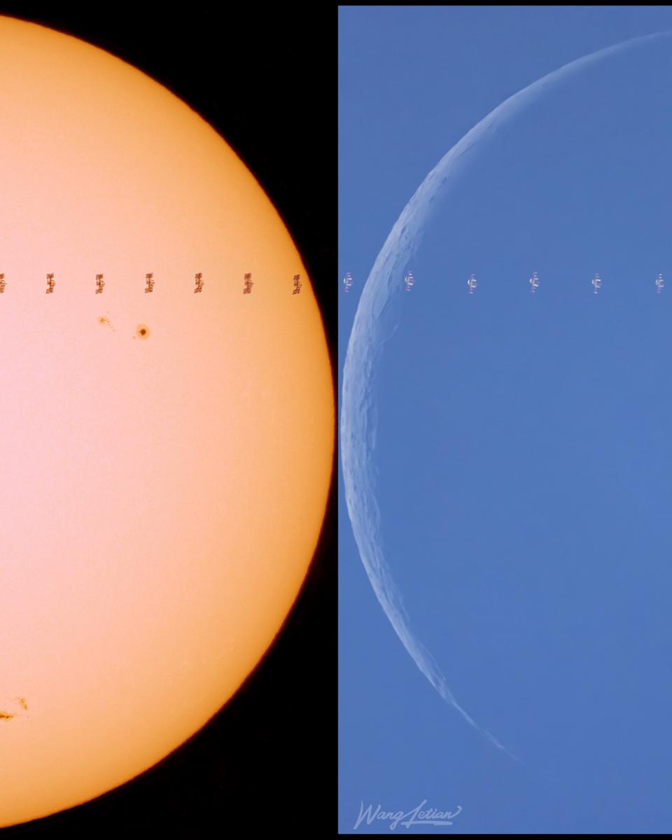 Sun and Moon and ISS