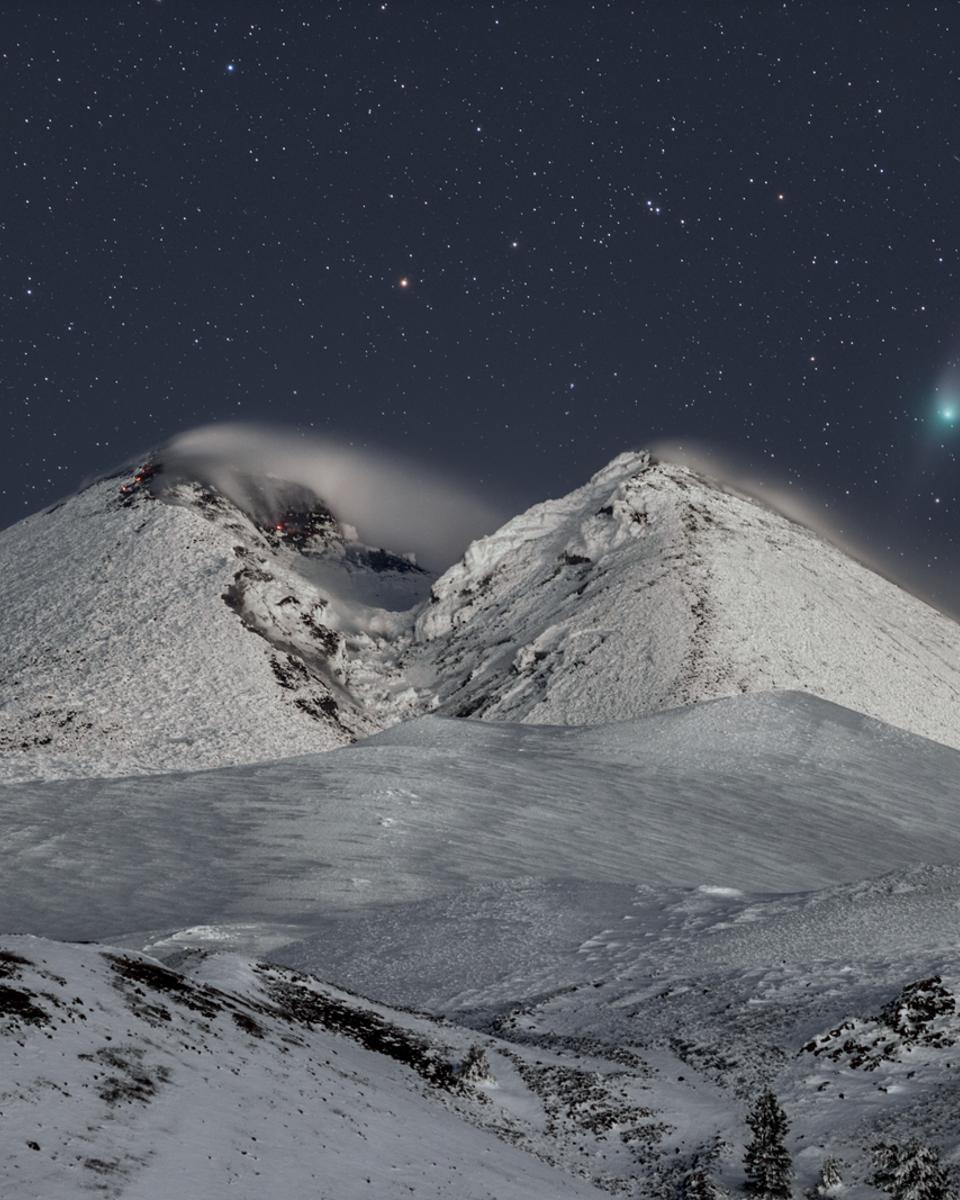 Comet ZTF over Mount Etna
