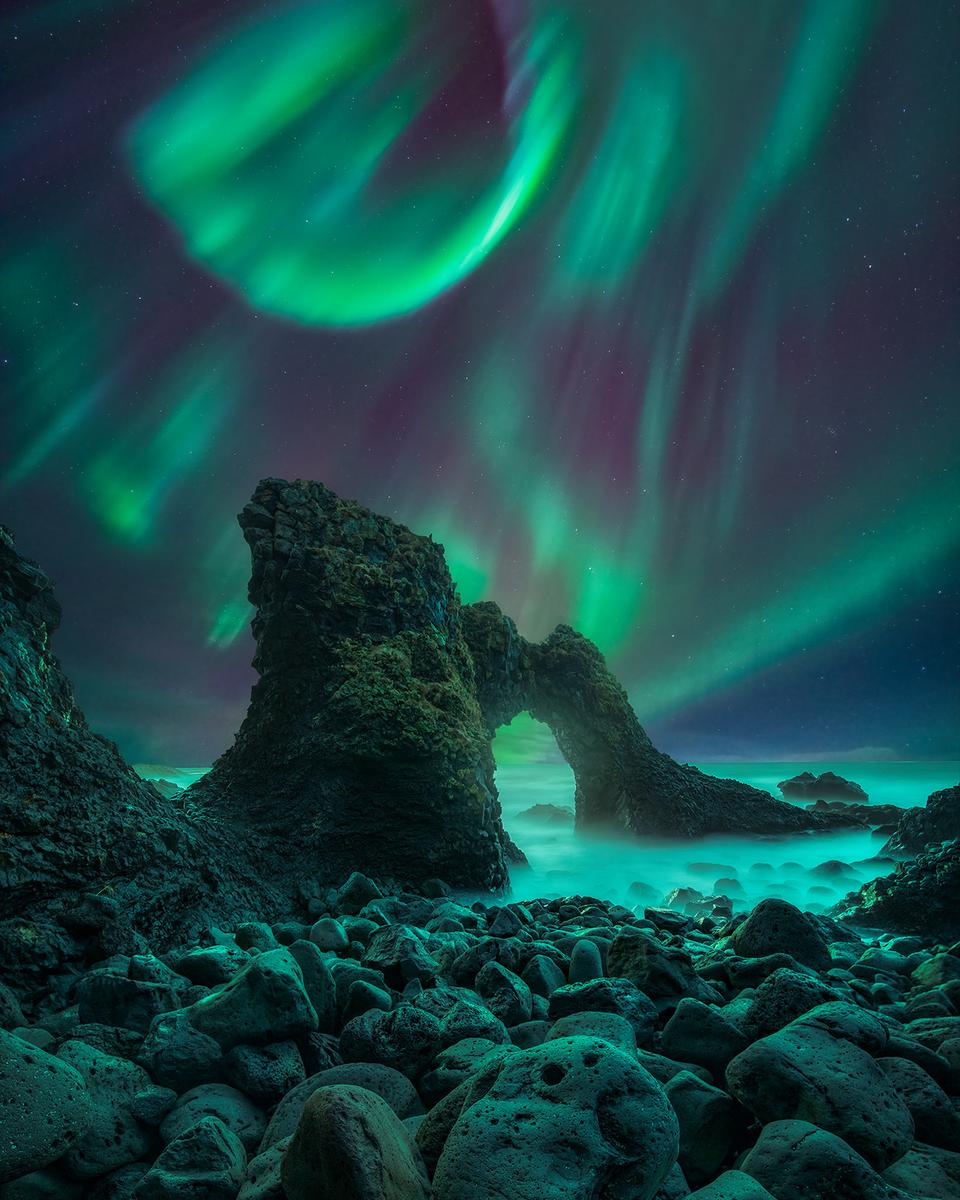 Spiral Aurora over Iceland