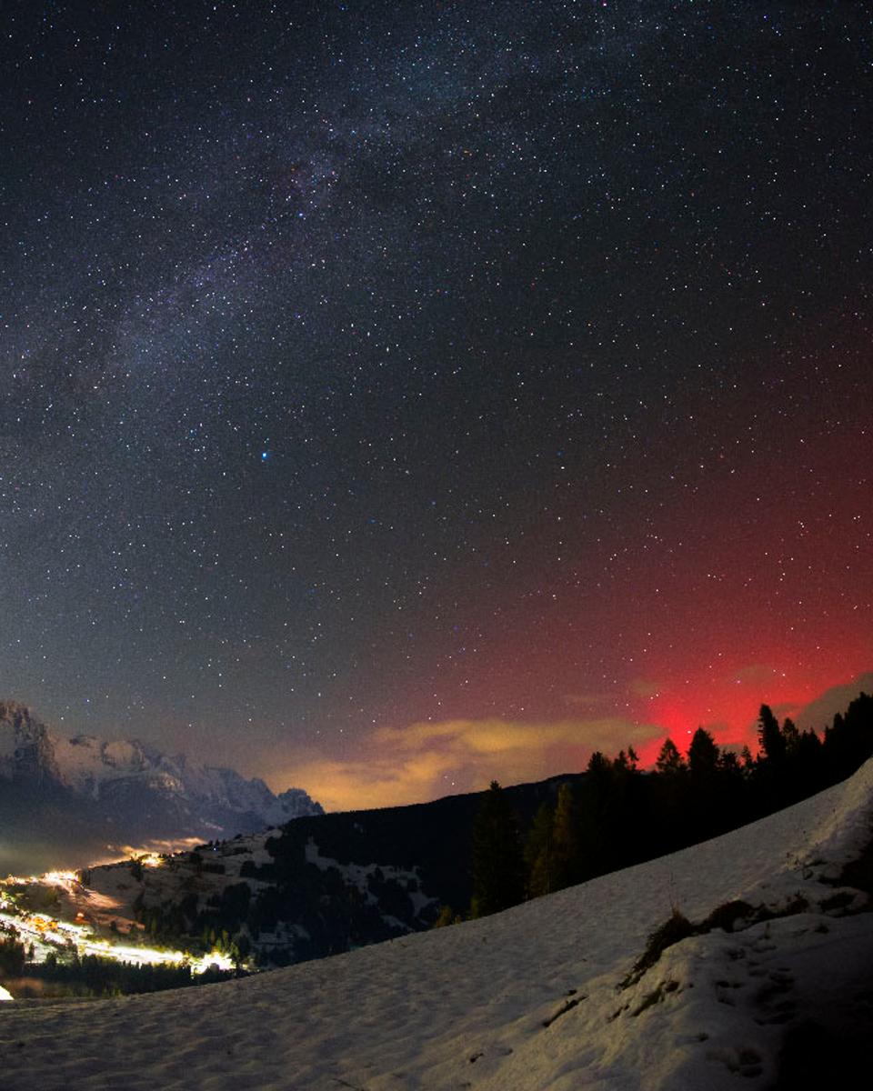 Red Aurora over Italy