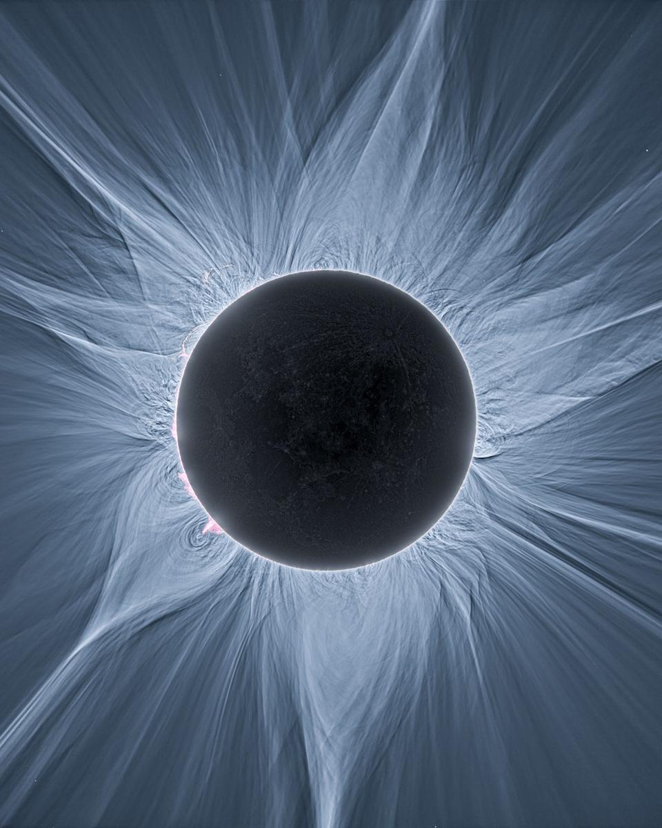 Detailed View of a Solar Eclipse Corona