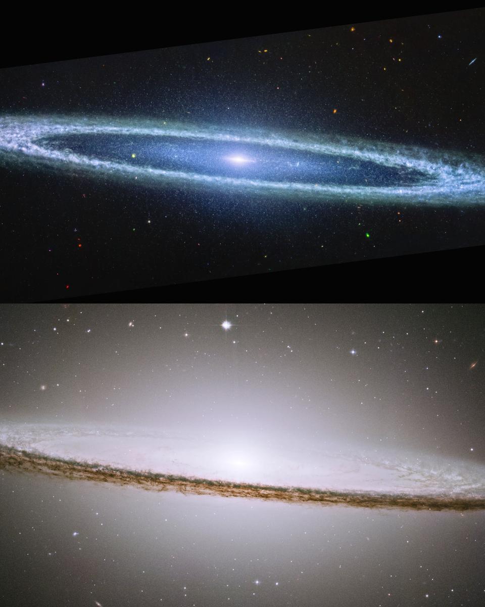The Sombrero Galaxy from Webb and Hubble
