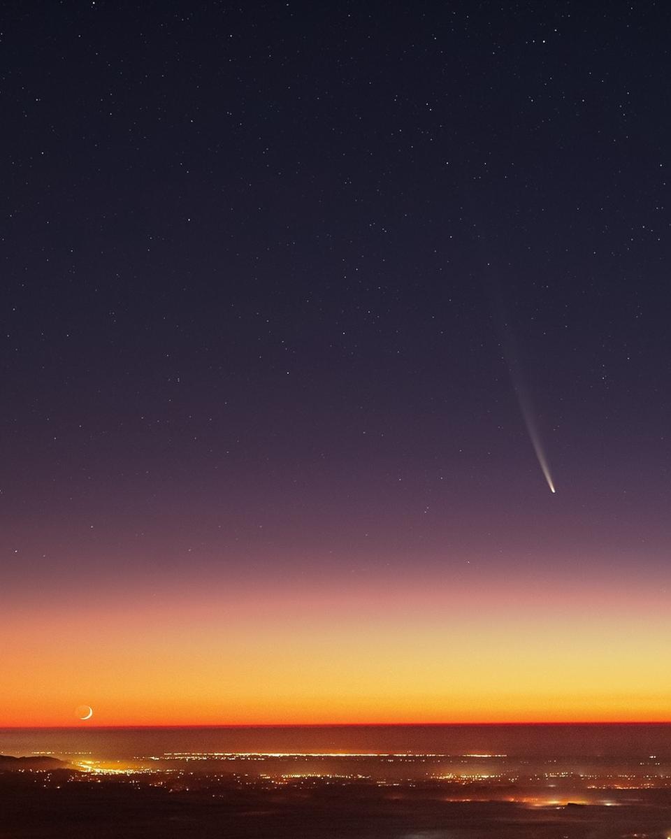 Comet at Moonrise