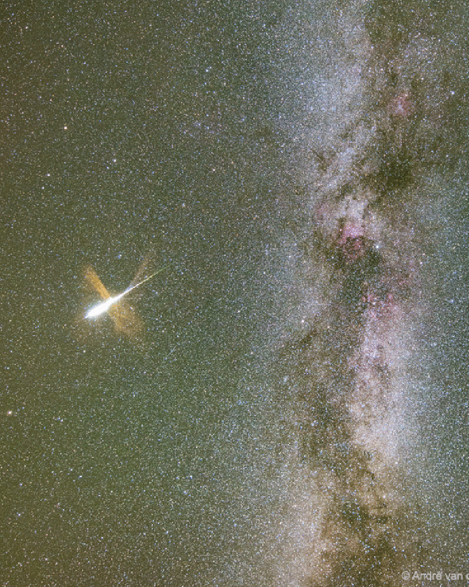 Milky Way and Exploding Meteor