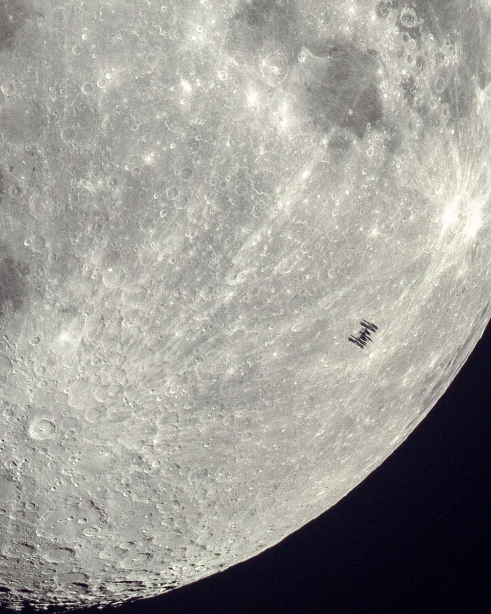 Space Station Silhouette on the Moon