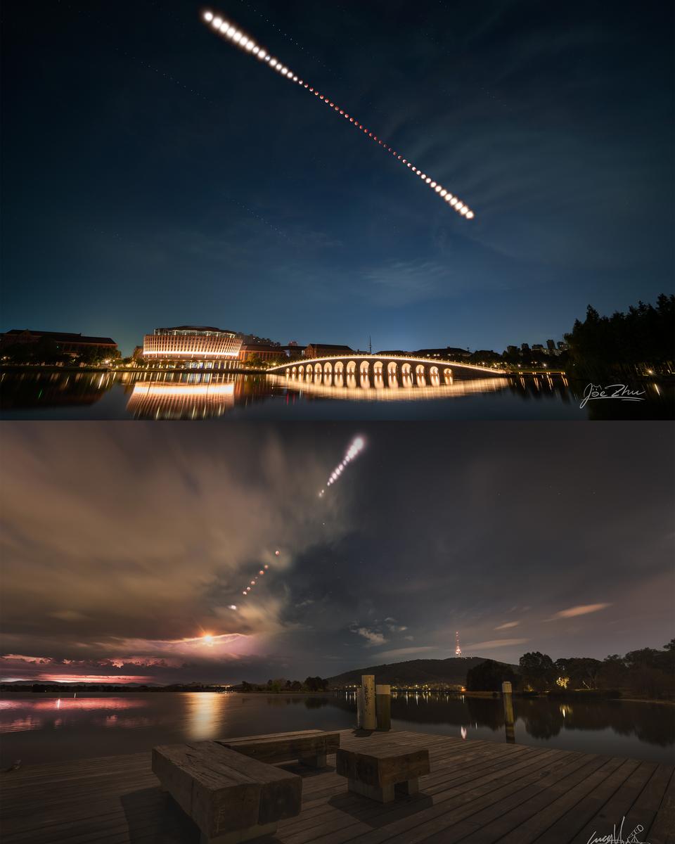 Lunar Eclipse in Two Hemispheres