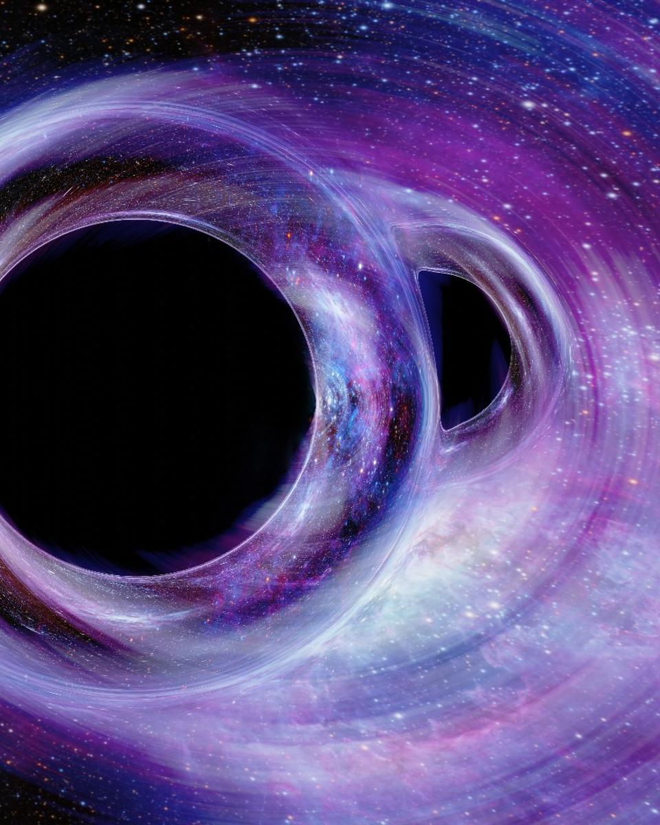 Caught in the Web: Visualization of a Black Hole Merger in the Tarantula Nebula