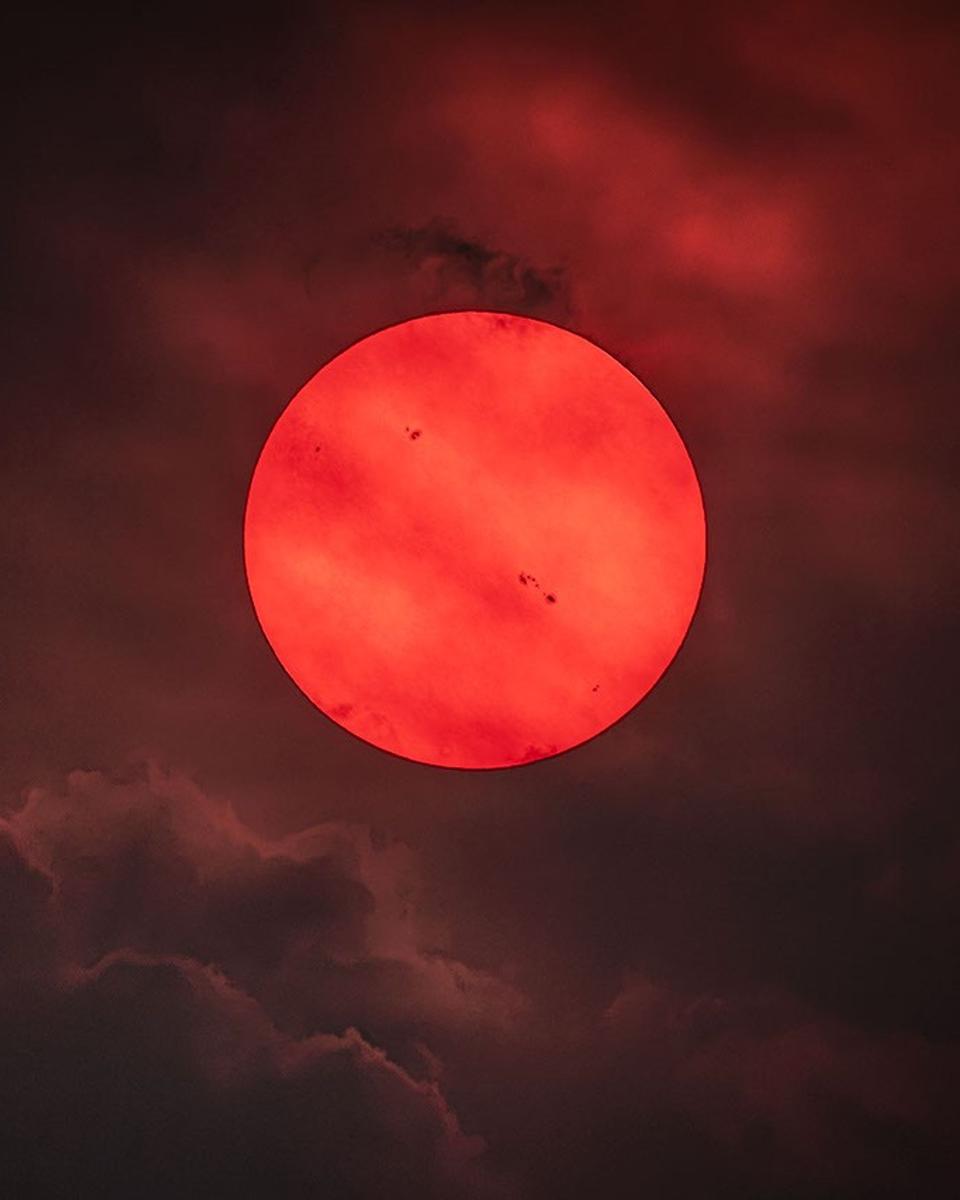 Red Sun through Wildfire Smoke