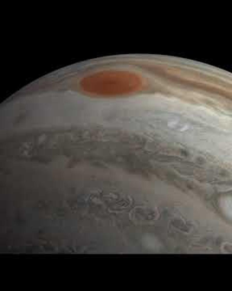 A Flight over Jupiter Near the Great Red Spot